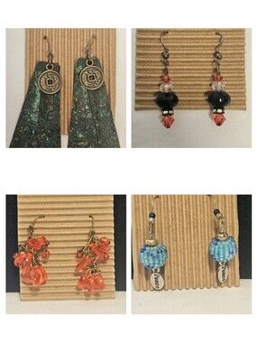 BOHO Artisan Handcrafted Dangle Earring Lot - Set of 4